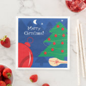 Serviette En Papier Arbre de Noël d'hiver avec balles de tennis et raq (En situation)