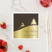 Serviette En Papier Arbre de Noël doré avec rennes (En situation)