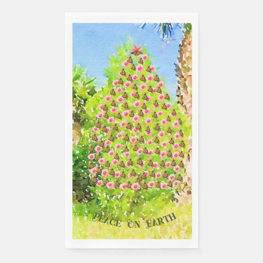 Serviette En Papier Arbre de Noël du papillon Monarque de la Paix sur (Devant)