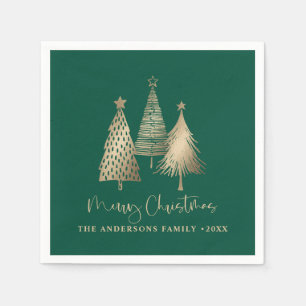 Serviette En Papier Arbre de Noël élégant en or Joyeux Noël