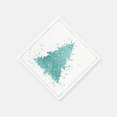 Serviette En Papier Arbre de Noël élégant | Luxe Aqua Mint Splatter (Coin)