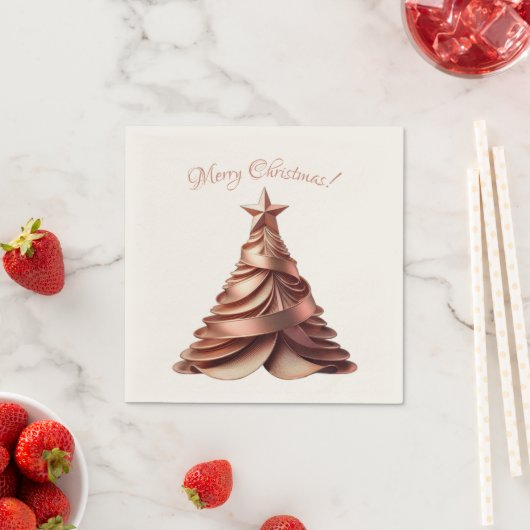 Serviette En Papier Arbre de Noël élégant moderne Rose or (En situation)