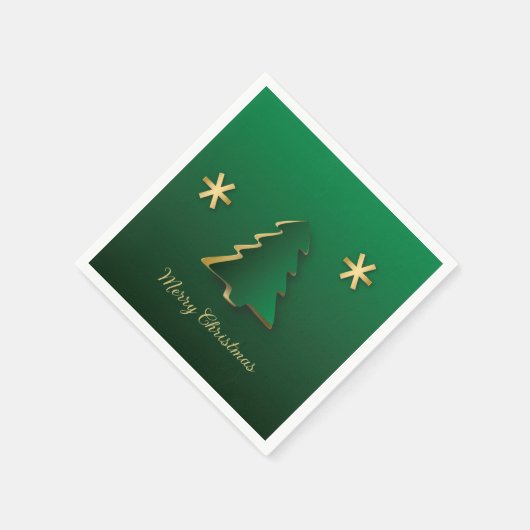 Serviette En Papier Arbre de Noël élégant or vert (Coin)