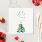 Serviette En Papier Arbre de Noël en aquarelle simple Joyeux Noël (En situation)