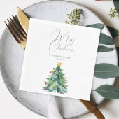 Serviette En Papier Arbre de Noël en aquarelle simple Joyeux Noël