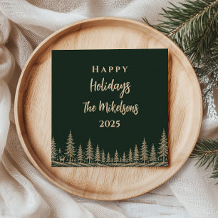 Serviette En Papier Arbre de Noël en or enchanté de la forêt