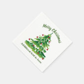Serviette En Papier Arbre de Noël en rouge vert sur blanc (Coin)