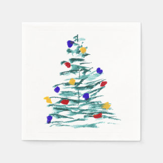 Serviette En Papier Arbre de Noël et ampoules Papier