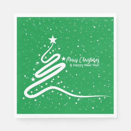 Serviette En Papier Arbre de Noël et Papier de neige (Devant)