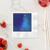 Serviette En Papier Arbre de Noël étincelant, Bleu, Fête (En situation)