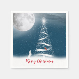 Serviette En Papier Arbre de Noël étoilé et lune