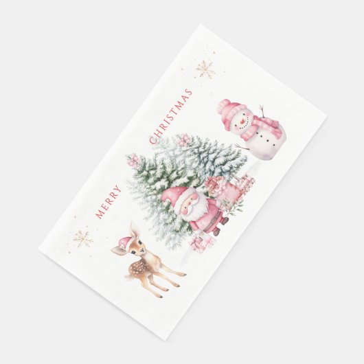 Serviette En Papier Arbre de Noël Faune Père Noël Snowman (Coin)