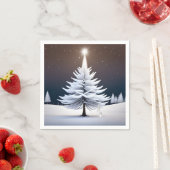 Serviette En Papier Arbre de Noël Frosté Avec Lapin D'Hiver (En situation)