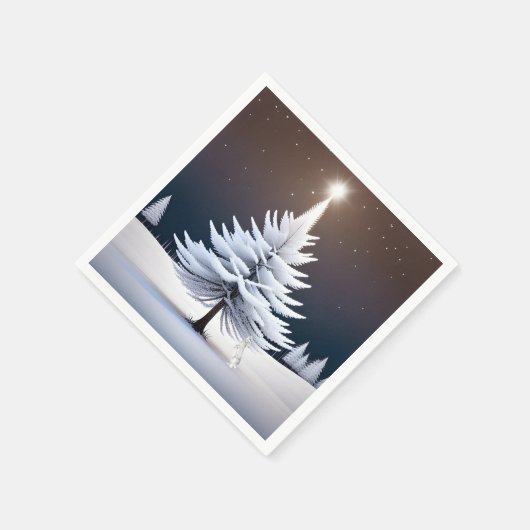 Serviette En Papier Arbre de Noël Frosté Avec Lapin D'Hiver (Coin)