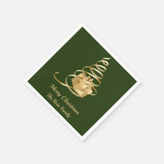 Serviette En Papier Arbre de Noël Gold Ribbon présent (Coin)