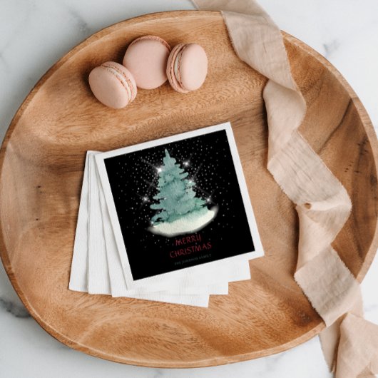 Serviette En Papier Arbre de Noël Green White Star