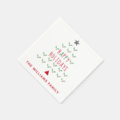 Serviette En Papier Arbre de Noël Holly Joyeux Vacances Moderne (Coin)