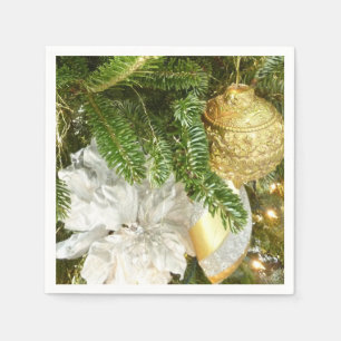 Serviette En Papier Arbre de Noël I Argent et Or