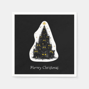 Serviette En Papier Arbre de Noël Meowy Chat Noir