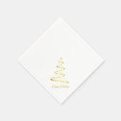 Serviette En Papier Arbre de Noël moderne - doré&blanc - diagonale (Coin)