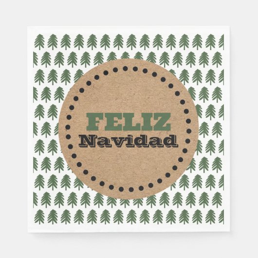 Serviette En Papier Arbre de Noël moderne FELIZ NAVIDAD (Devant)