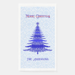 Serviette En Papier Arbre de Noël moderne Flèches de neige bleues Pers
