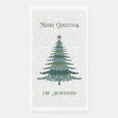 Serviette En Papier Arbre de Noël moderne Vert Blanc Personnalisé (Devant)