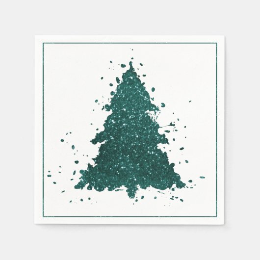 Serviette En Papier Arbre de Noël Moody | Deep Midnight Turquoise Spla (Devant)