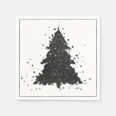 Serviette En Papier Arbre de Noël Moody | Onyx Silvery Black Splatter (Devant)