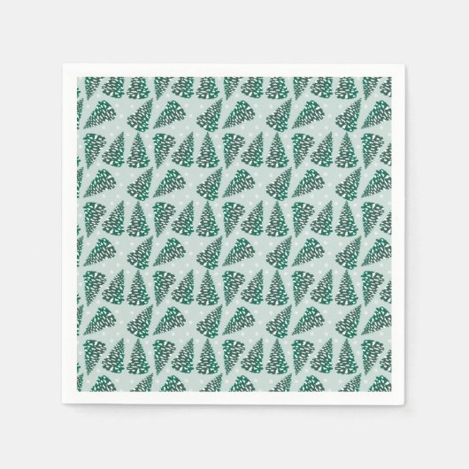 Serviette En Papier Arbre de Noël Motif Snowflakes vert (Devant)