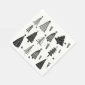 Serviette En Papier Arbre de Noël noir et blanc moderne (Coin)