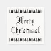 Serviette En Papier Arbre de Noël noir et blanc Texte personnalisé Mod (Devant)