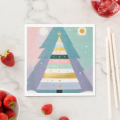 Serviette En Papier Arbre de Noël Pastel Céleste (En situation)
