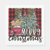 Serviette En Papier Arbre de Noël Plaid Buffalo Rouge (Devant)
