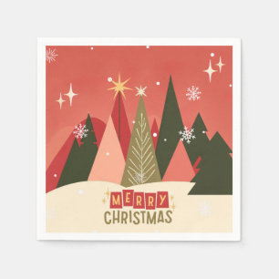 Serviette En Papier Arbre de Noël rétro/Vintage