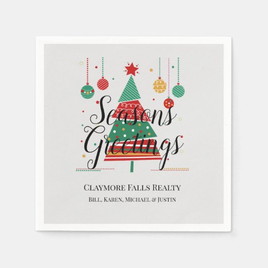 Serviette En Papier Arbre de Noël rétroactif personnalisable (Devant)