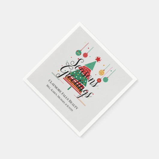 Serviette En Papier Arbre de Noël rétroactif personnalisable (Coin)