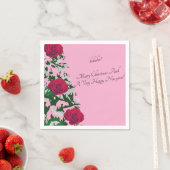 SERVIETTE EN PAPIER ARBRE DE NOËL ROSE (En situation)