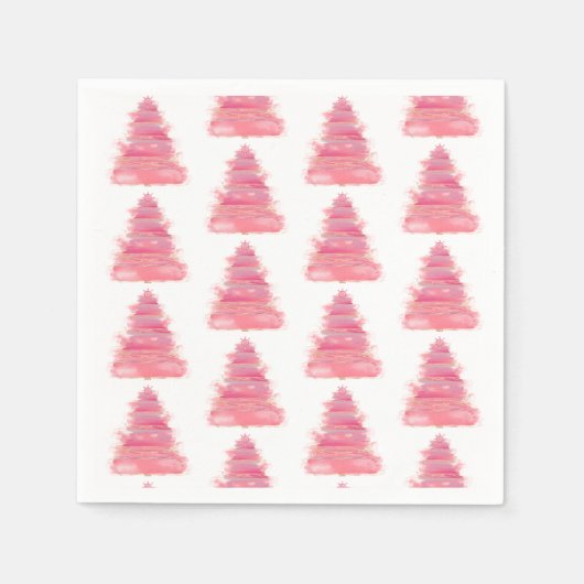 Serviette En Papier Arbre de Noël rose (Devant)