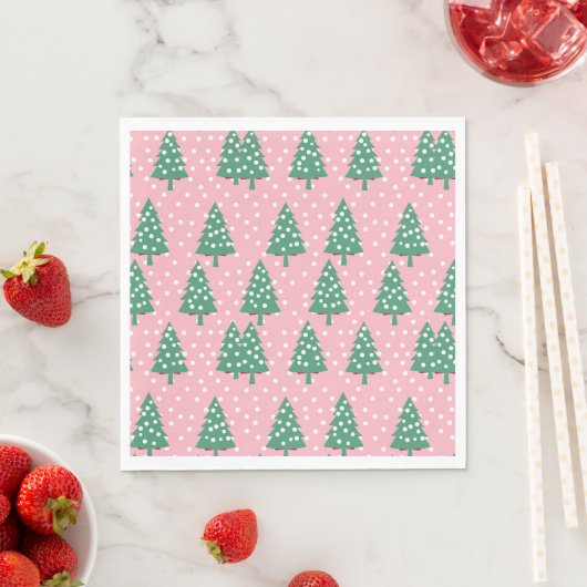 Serviette En Papier Arbre de Noël rose et vert (En situation)