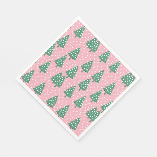 Serviette En Papier Arbre de Noël rose et vert (Coin)