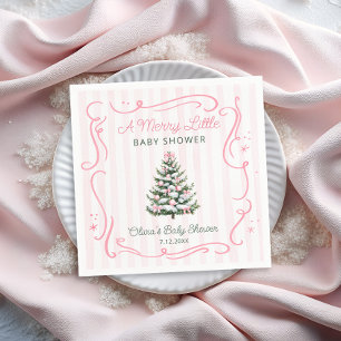 Serviette En Papier Arbre de Noël Rose Hiver Baby Shower