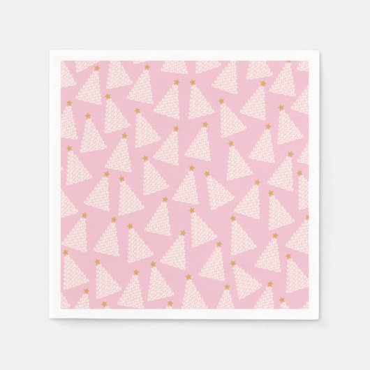 Serviette En Papier Arbre de Noël rose Motif (Devant)