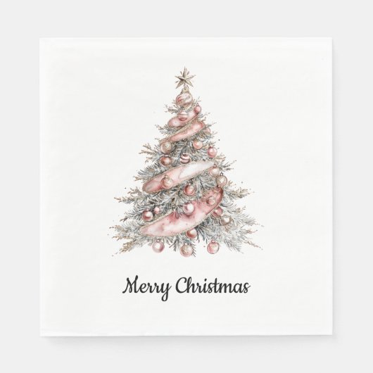 Serviette En Papier Arbre de Noël rose or rose (Devant)