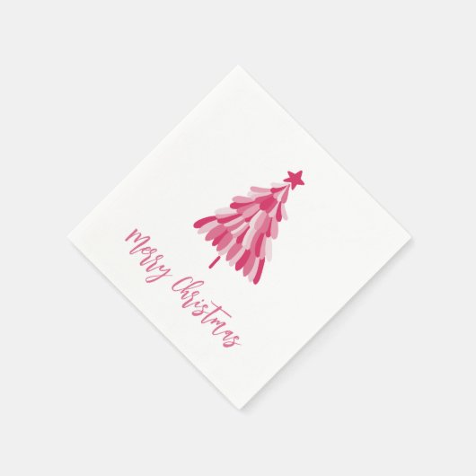 Serviette En Papier Arbre de Noël rose simple (Coin)