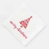Serviette En Papier Arbre de Noël rouge Joyeux Noël scandinave (Coin)