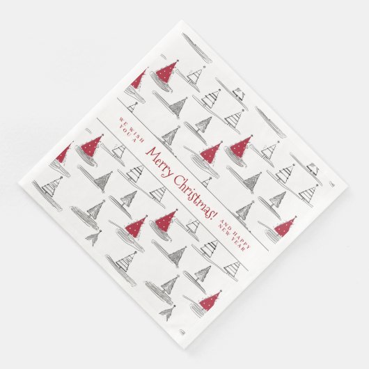 Serviette En Papier Arbre de Noël rouge Motif#5 ID1009 (Coin)