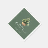 Serviette En Papier Arbre de Noël rustique dans un panier vert poussié (Coin)