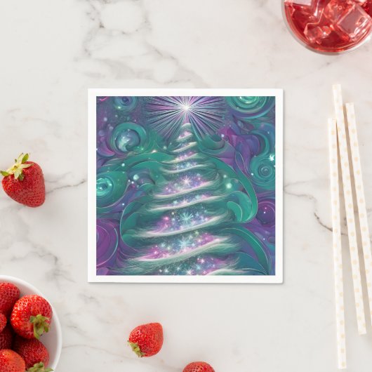 Serviette En Papier Arbre de Noël scintillant (En situation)