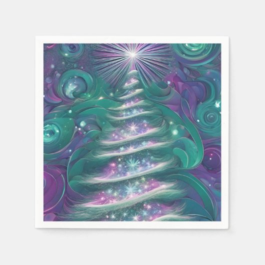 Serviette En Papier Arbre de Noël scintillant (Devant)